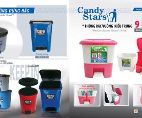 Thùng rác candy tròn 8L, vuông 9L